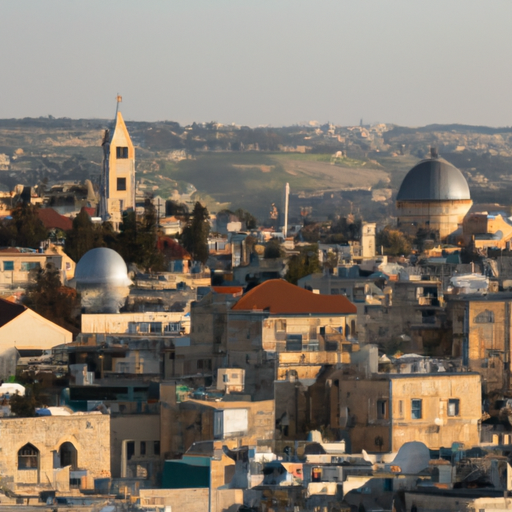 נוף פנורמי של נוף העיר ירושלים מגג הנוטרדאם של מרכז ירושלים